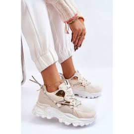 PA1 Dámská sportovní obuv Šněrovací na platformě Béžová Minea béžový 2