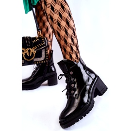 Vinceza Lakované teplé šněrovací boty Černá Ragnhild černý 1