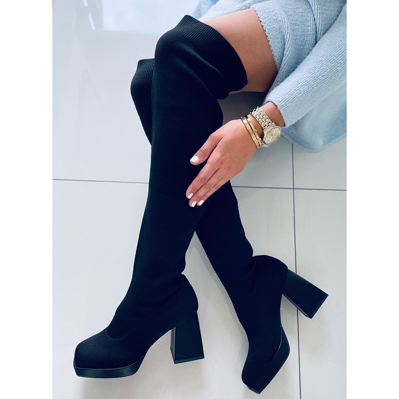 PA1 Kozačky na vysokém podpatku od Hilary Black černá 1