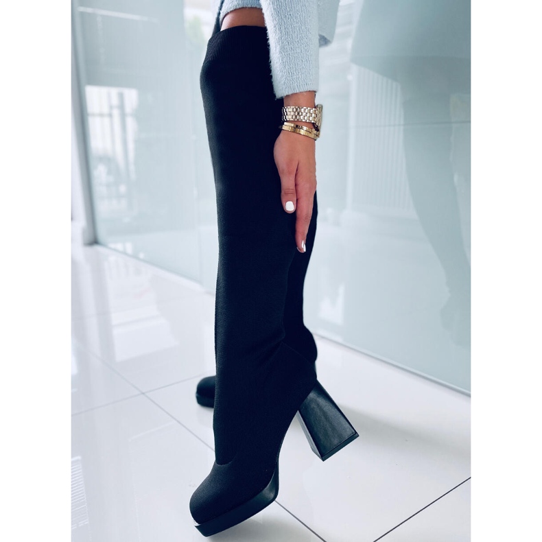 PA1 Kozačky na vysokém podpatku od Hilary Black černá 2