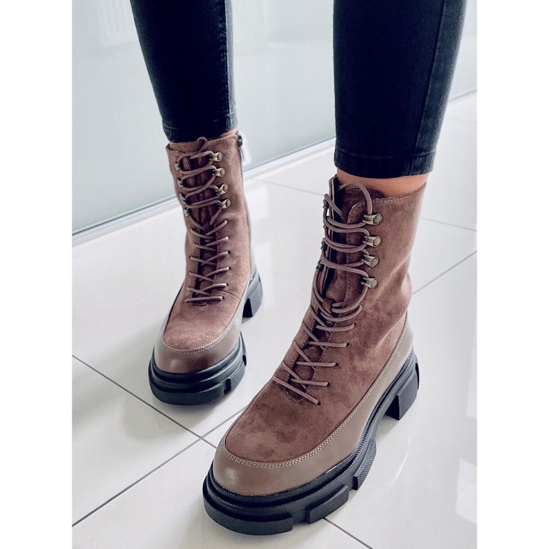 BM Šněrovací kozačky Kinney Khaki hnědý 1