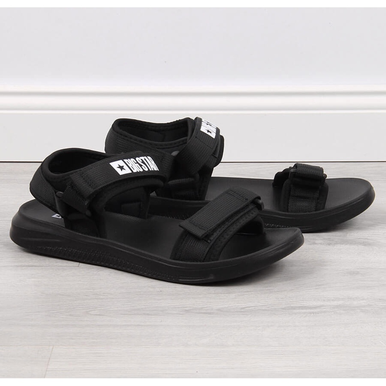 Big Star HH174842 černé pánské sportovní sandály se suchým zipem černá 1