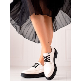 La.Fi Stylové boty na šněrování bílý černý 2