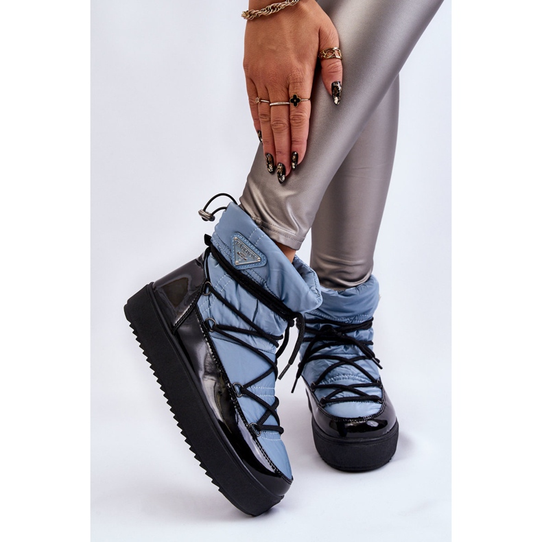 Dámské módní šněrovací boty do sněhu Blue Carrios modrý 2 Dámské módní šněrovací boty do sněhu Blue Carrios modrý 2