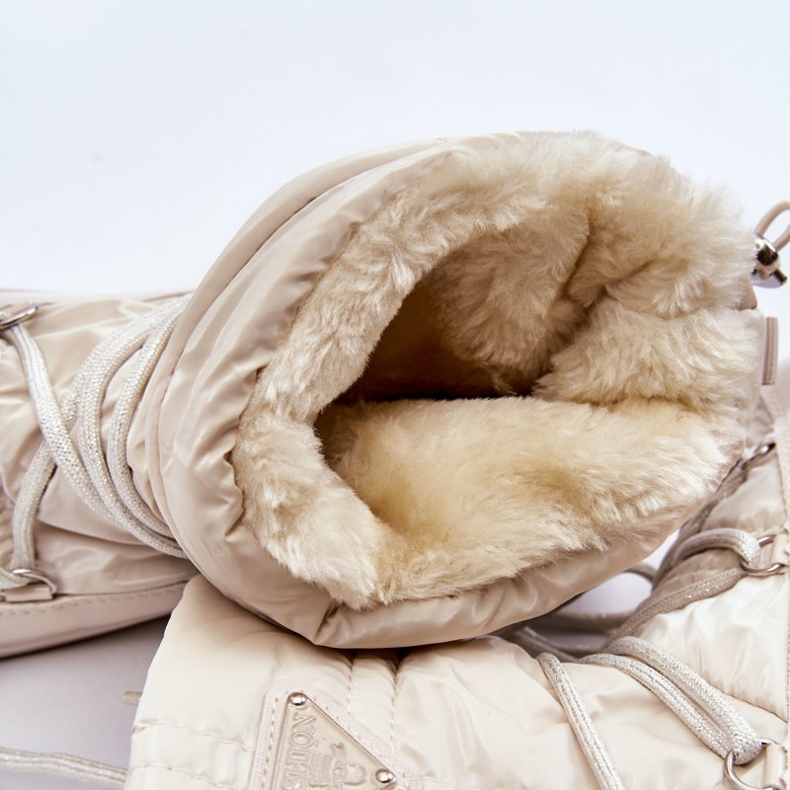 PM1 Dámské módní šněrovací boty do sněhu Carrios světle béžové béžový 2