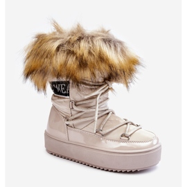 Dětské zateplené šněrovací boty do sněhu Béžová Colioris hnědý 1 Dětské zateplené šněrovací boty do sněhu Béžová Colioris hnědý 1