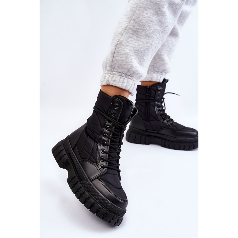 PA1 Dámské kozačky s hřejivým šněrováním černá Ariadna 2