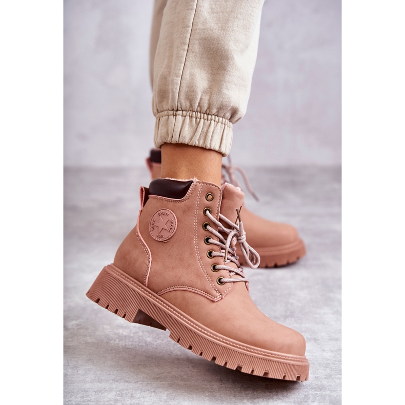 News Kožené teplé boty Pink Felizia Trappers růžový 2