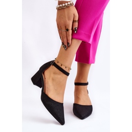 PG1 Módní lesklé lodičky na nízkém podpatku černé Leilany černá 1