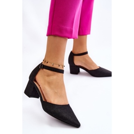 PG1 Módní lesklé lodičky na nízkém podpatku černé Leilany černá 2