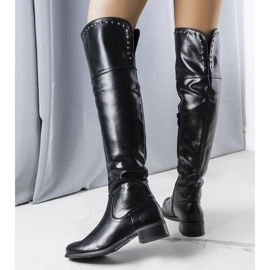 BM Černé zateplené ploché kozačky od Onyxu černá 1