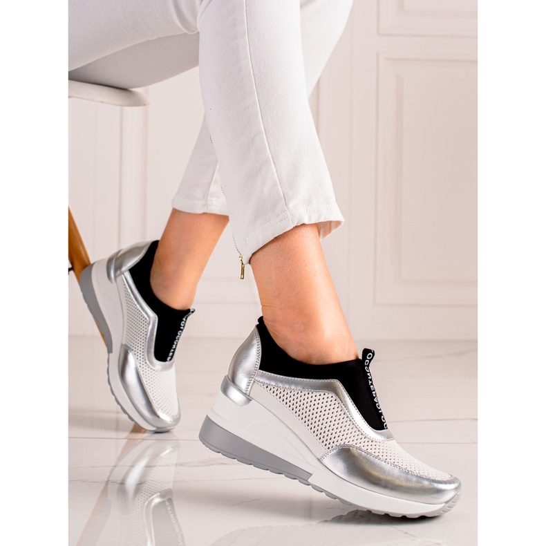 Prolamované tenisky VINCEZA bílý stříbrný 2