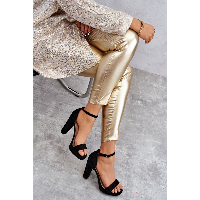 Semišové Sandály Na černém Velkolepém Podpatku černá 2