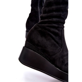 BM Dámské vysoké kozačky na klín do stehna černé Elori černá 3 BM Dámské vysoké kozačky na klín do stehna černé Elori černá 3