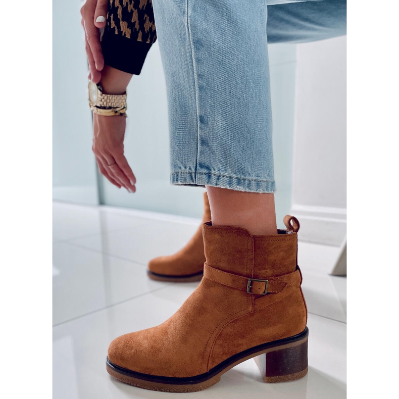 BM Široký podpatek Aretha Camel hnědý 2