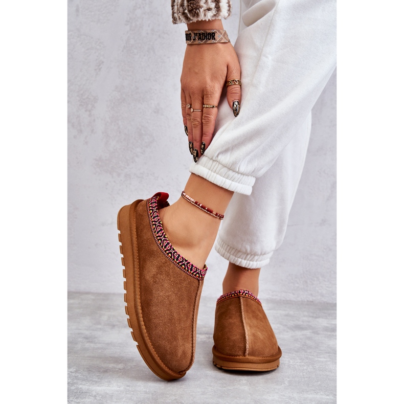 Semišové dámské pantofle s velbloudí kožešinou Buffie hnědý 2