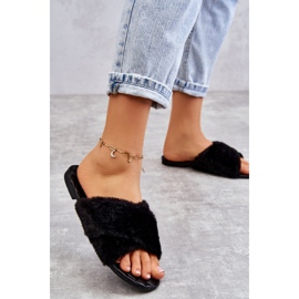 Dámské ploché podpatky s kožešinou černá Lussie černý 2