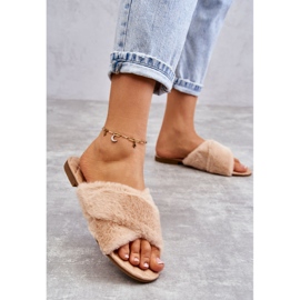 PA1 Dámské ploché podpatky s nahým kožíškem Lussie béžový 2