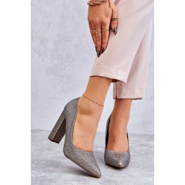 PA1 Lesklé lodičky Na Podpatku Stříbro-Zlatá Elmira hnědý stříbrný 1