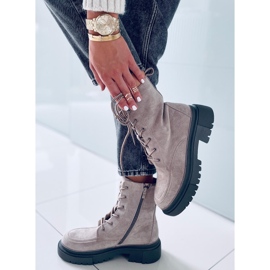 Semišové šněrovací kozačky Roisin Khaki béžový 2 Semišové šněrovací kozačky Roisin Khaki béžový 2