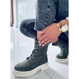 Roisin Green semišové šněrovací kozačky zelená 1