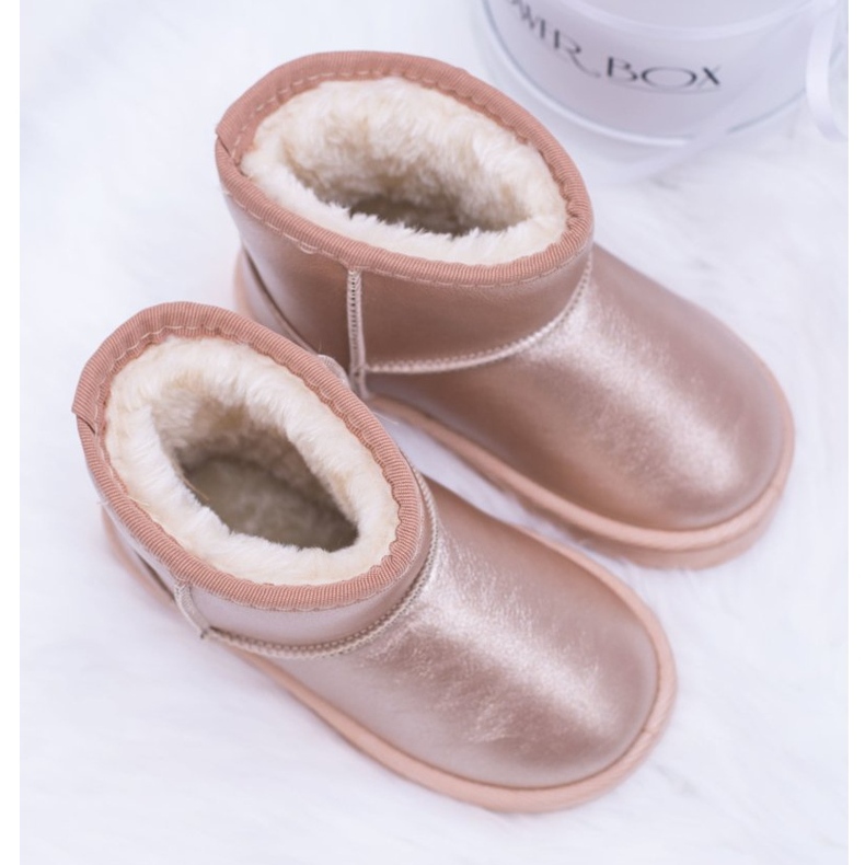 FRROCK Teplé dětské šampaňské sněhové boty Scooby růžový zlatý 3