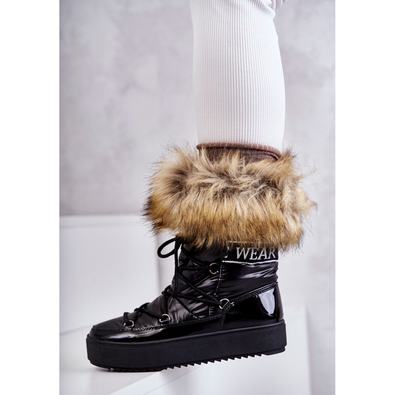 FM1 Dámské šněrovací boty do sněhu Black Santero černá 3