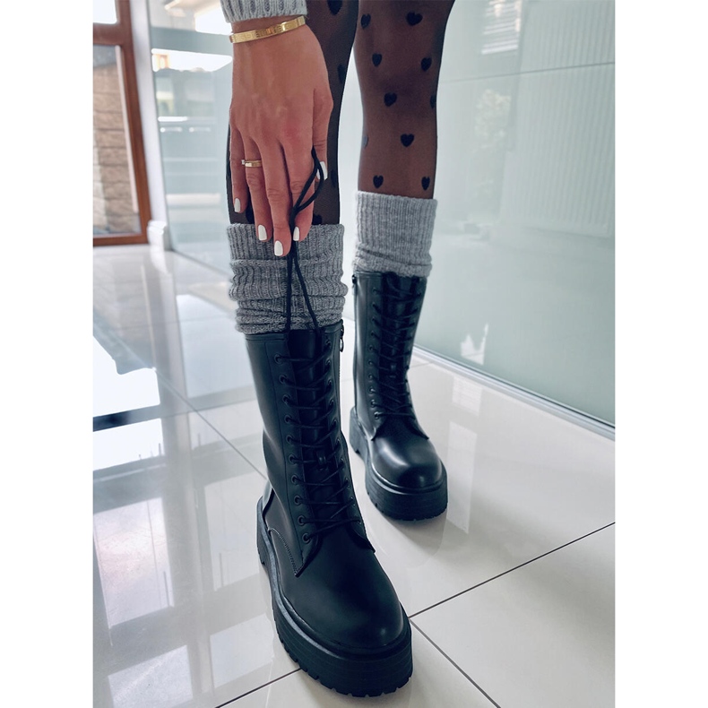 BM Šněrovací boty na vysoké podrážce Rage Black černý 2