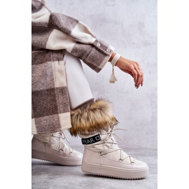 Dámské béžové lasené sněhové boty béžový 4