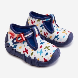 BEFADO S.A. Boty Pantofle Befado Planes 110P463 White and Navy bílý námořnická modrá 1