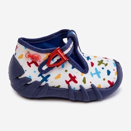 BEFADO S.A. Boty Pantofle Befado Planes 110P463 White and Navy bílý námořnická modrá 2