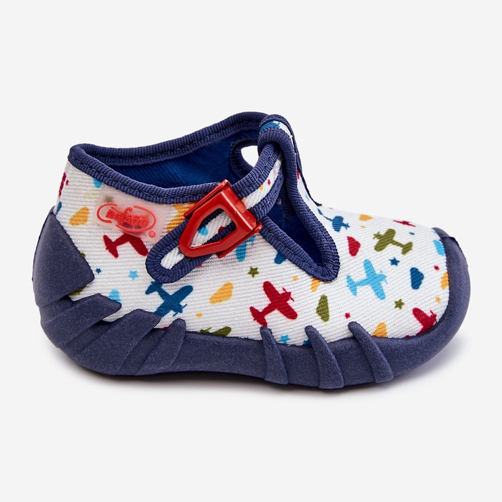 BEFADO S.A. Boty Pantofle Befado Planes 110P463 White and Navy bílý námořnická modrá 2