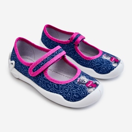 BEFADO S.A. Dětské pantofle Ballerina Befado Bear 114X505 Navy Blue námořnická modř růžový 1