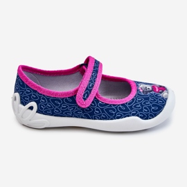BEFADO S.A. Dětské pantofle Ballerina Befado Bear 114X505 Navy Blue námořnická modř růžový 2