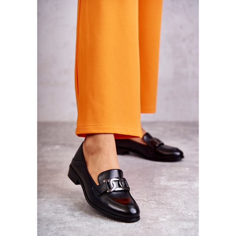 Vinceza Módní kožené mokasíny Black Trine černá 1