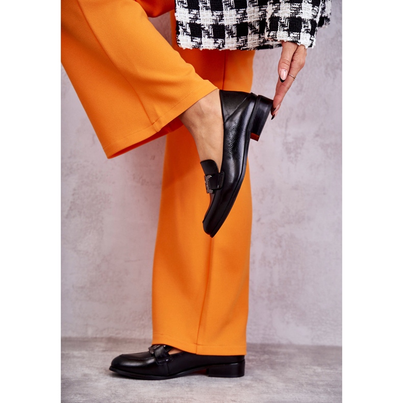 Vinceza Módní kožené mokasíny Black Trine černá 2