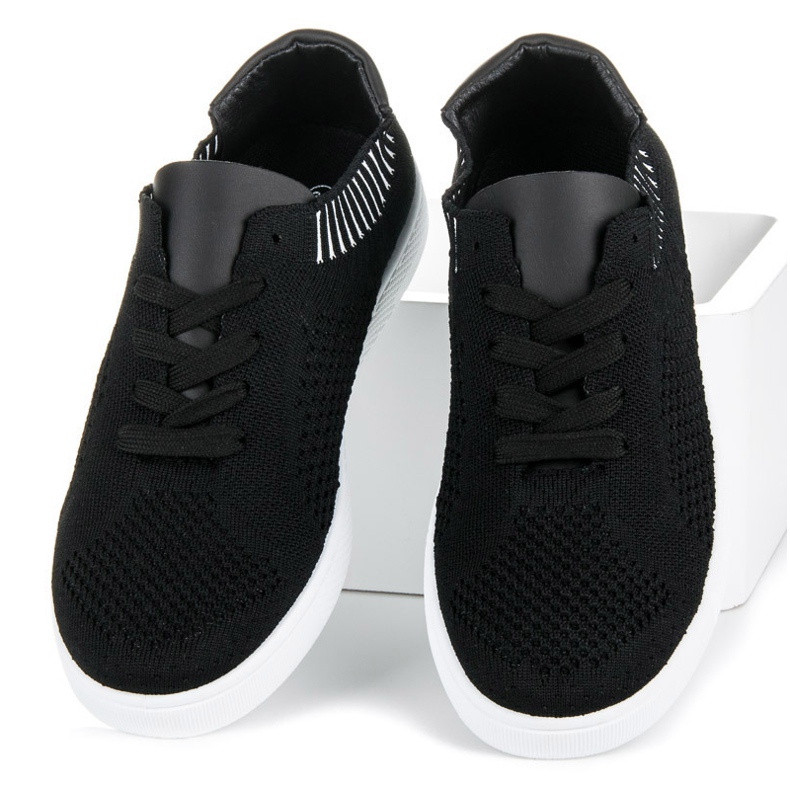 Ideal Shoes Dámské textilní tenisky černý 2