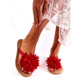 WJ1 Dámské žabky s látkovým zdobením Eviana červená červené 3