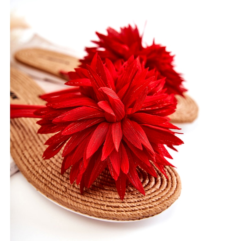 WJ1 Dámské žabky s látkovým zdobením Eviana červená červené 1