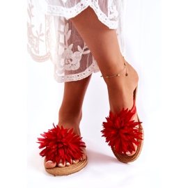 WJ1 Dámské žabky s látkovým zdobením Eviana červená červené 4