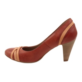 Dámská kožená čerpadla 1392 hnědá zdobená pruhy Edeo hnědý 1