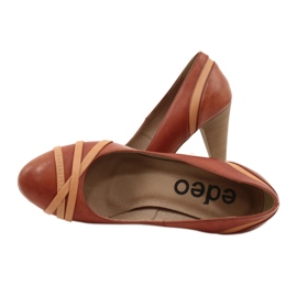 Dámská kožená čerpadla 1392 hnědá zdobená pruhy Edeo hnědý 4