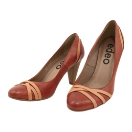 Dámská kožená čerpadla 1392 hnědá zdobená pruhy Edeo hnědý 2