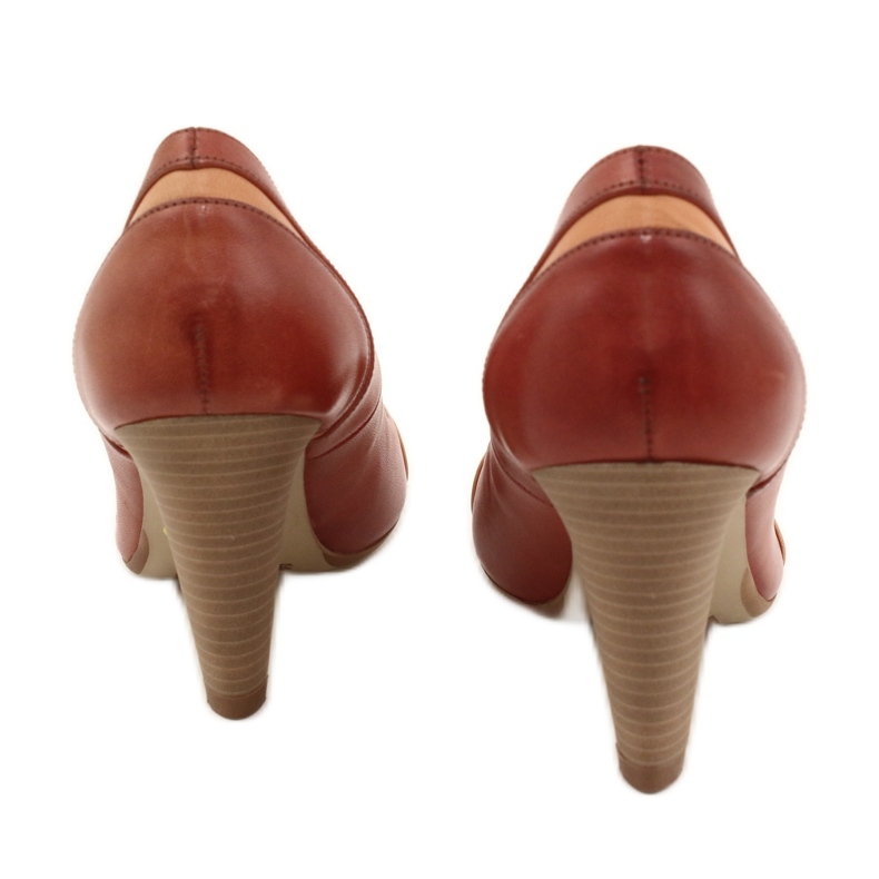 Dámská kožená čerpadla 1392 hnědá zdobená pruhy Edeo hnědý 3