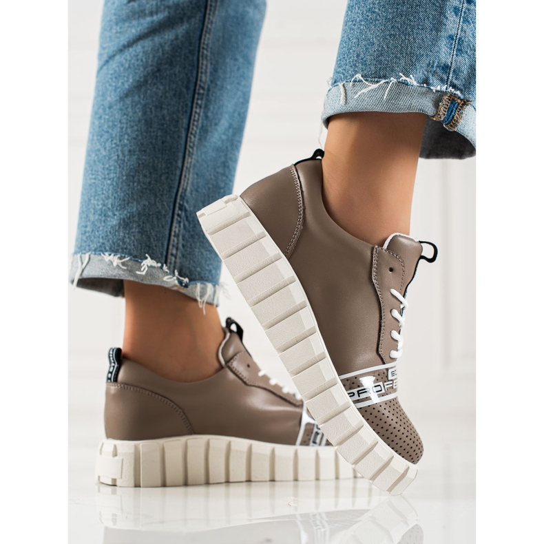 ARTIKER Hnědé módní kožené boty hnědý 1