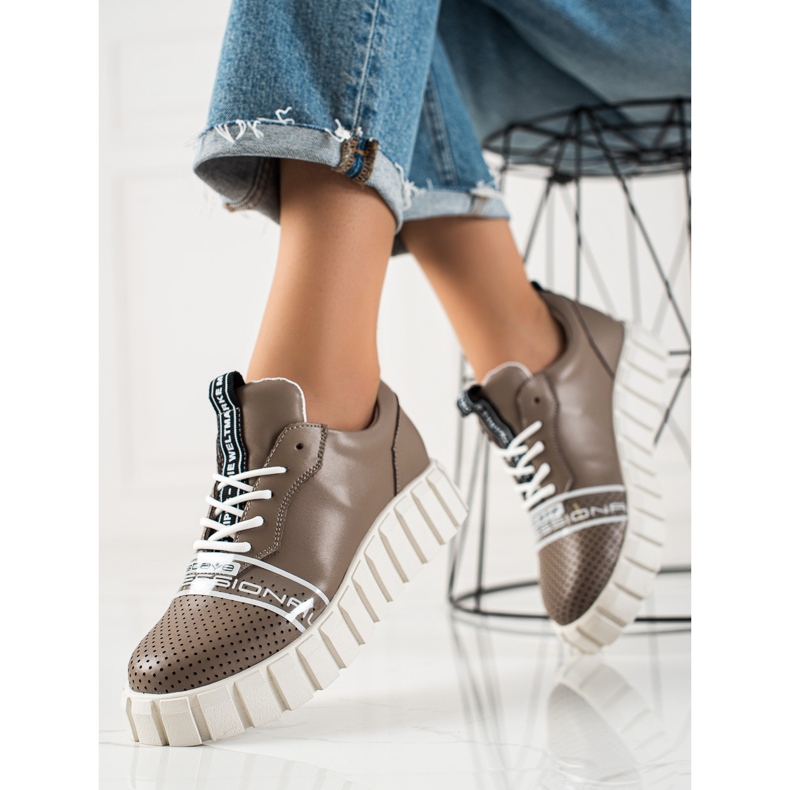 ARTIKER Hnědé módní kožené boty hnědý 2