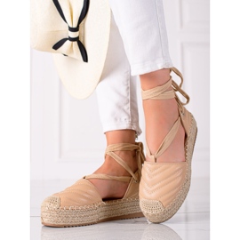 SHELOVET Svázané espadrilky na platformě béžový 1
