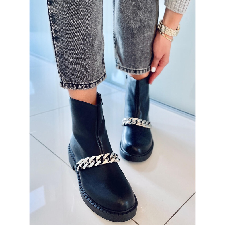 PA1 Dámské řetízkové kotníkové boty Foster Black černá 1