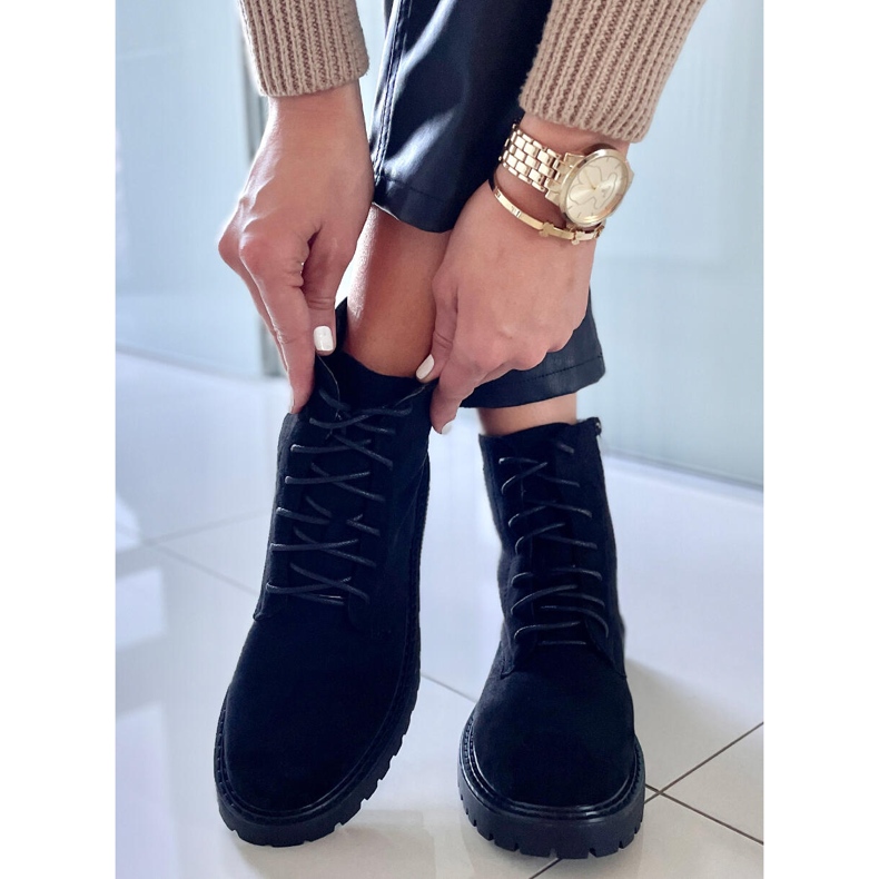 PA1 Semišové šněrovací boty Gaten Black černá 2