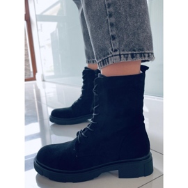 PA1 Lavey Black semišové šněrovací kozačky černá 1